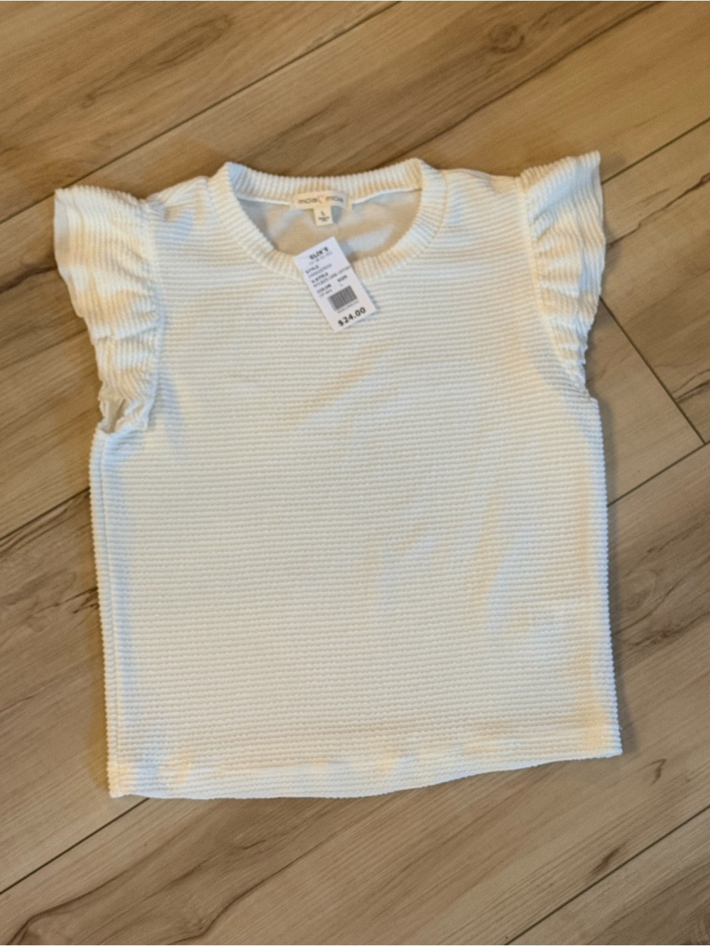 Moa Moa flutter sleeve top size large off white